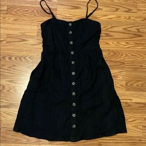 Black button front dress